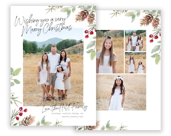 Editable Photo Christmas Card Template: 5x7 Year in Review (Photoshop)