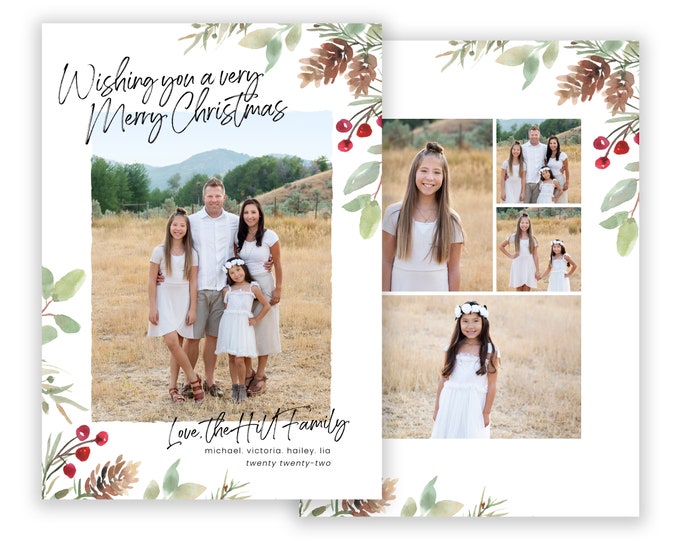 Christmas Card Template | Christmas Cards Template 5x7 | Photo Year in Review | Editable Christmas Card | Simple | Photoshop