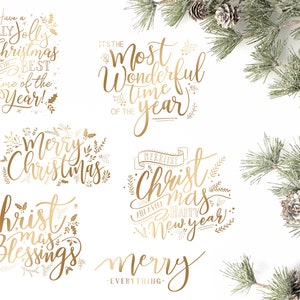 Gouden kerst overlays-Holiday Word Art-overlays voor fotografen-Kerstmis Word Art-goud overlays
