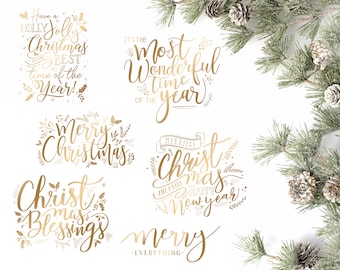 Gold Christmas Overlays - Holiday Word Art - Overlays for Photographers - Christmas Word Art - Gold Overlays