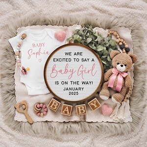 Baby Girl Pregnancy Announcement: Editable Social Media Template (Digital Download) image 3