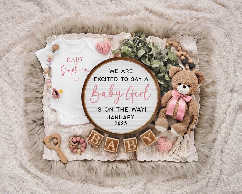 Baby Girl Pregnancy Announcement: Editable Social Media Template (Digital Download) image 3