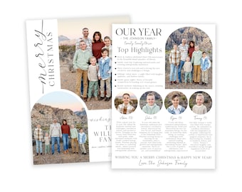 Arch Christmas Card Template: Family Photo, Minimalist Design (Photoshop)