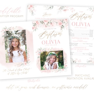 LDS Baptism Program Girl Baptism Program LDS Baptism Invitation LDS Girls Baptism Program Floral