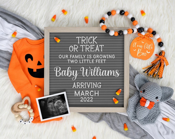 Halloween Digital Pregnancy Announcement | Digital Baby Announcement | October Pregnancy Announcement | Social Media Gender Reveal  | Corjl