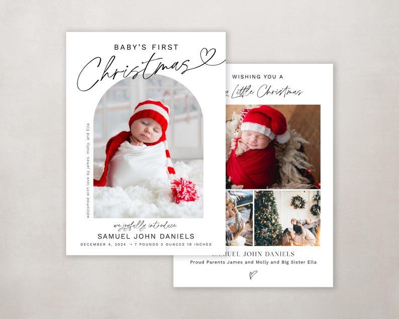 Elegant Christmas Birth Announcement Template (Digital Download) image 4
