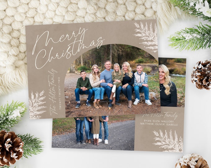 Christmas Card Template | Merry Christmas Cards Template | Arch Holiday Card Template | Horizontal Arch Christmas Card | Corjl