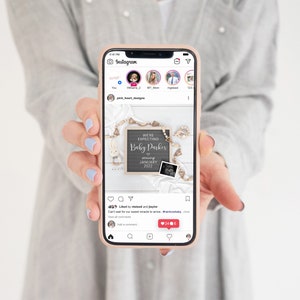 May include: A social media post announcing the arrival of a baby due in January 2022. The post features a chalkboard sign with the text "We're expecting Baby Parker" and a black and white ultrasound image. The sign is surrounded by wooden hearts and a small stuffed bunny.