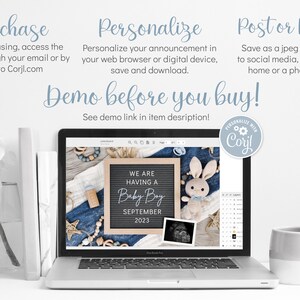 Boy Gender Reveal: Social Media Pregnancy Announcement (Digital Download) image 3