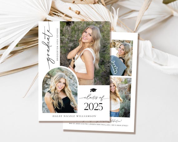 2025 grad cards 2025 Graduation Announcement Card: Minimalist Photo Invite (editable)