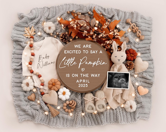 Fall Pregnancy Announcement Digital Baby Announcement Autumn Gender Neutral Baby Reveal Modern Girl Gender Reveal Boy Social Media