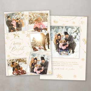 Weihnachtskarte Vorlage Weihnachtskarten Urlaubskarte Vorlage Custom Photo Moderne Fotokarte Urlaub Jahr im Rückblick 2024 Schleife Ornament