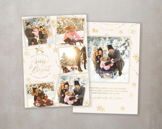 Christmas Card Template Christmas Cards Holiday Card Template Custom Photo Modern Photo Card Holiday Year in Review 2024 Bow Ornament