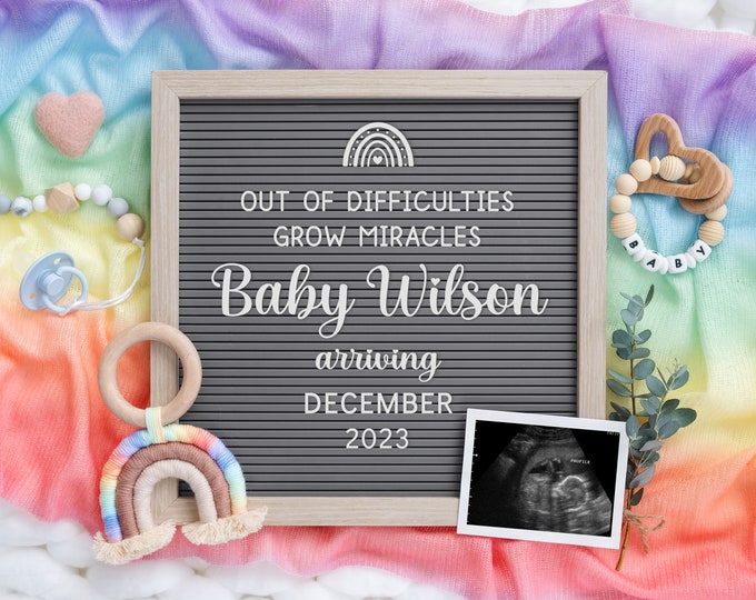 Rainbow Baby Announcement | Pregnancy Announcement Rainbow | Digital Pregnancy Announcement | Rainbow Baby| Corjl