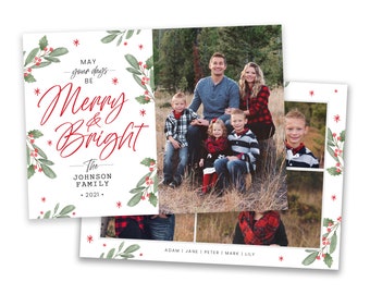 Christmas Card Template | Christmas Cards Template 5x7 | Photo Year in Review | Editable Christmas Card | Holiday Card Template | Photoshop