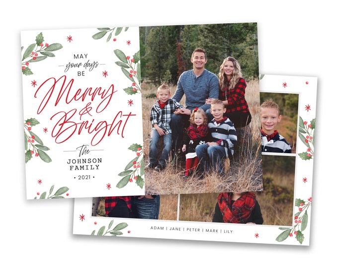 Christmas Card Template | Christmas Cards Template 5x7 | Photo Year in Review | Editable Christmas Card | Holiday Card Template | Photoshop