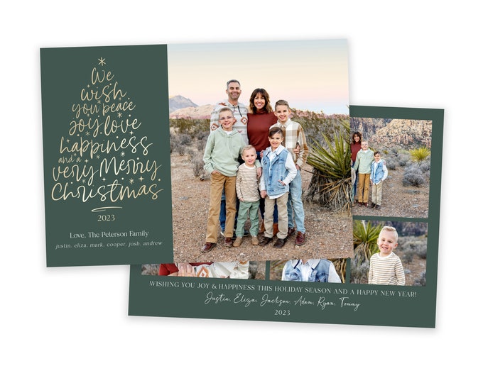 Happy Holidays Card Template | Holiday Cards Template 5x7 | Christmas Card Template | Editable | Cute Greeting | Photoshop