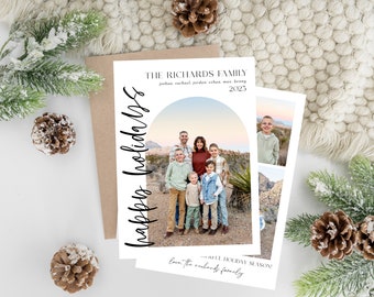 Minimalist Arch Christmas Card Template: Year in Review (Digital, Corjl)