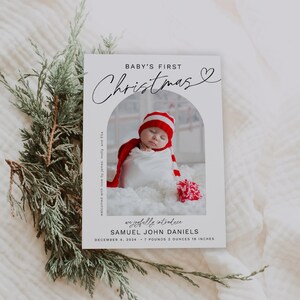 Elegant Christmas Birth Announcement Template (Digital Download) image 2