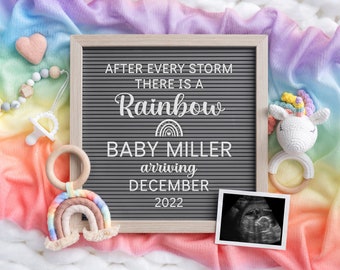 Rainbow Baby Announcement | Rainbow Pregnancy Announcement | Digital Pregnancy Announcement | Rainbow Baby | Corjl