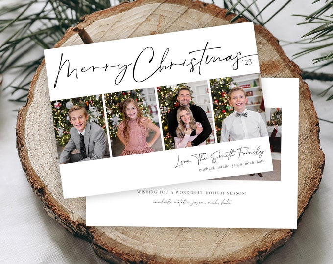 Minimalist Christmas Card Template | Christmas Cards Template | 2023 Holiday Card Template | Editable Christmas Card | Digital | Corjl