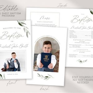 LDS Baptism Program - Customizable Template - Corjl Editing - Instant Download - Baptism Programs