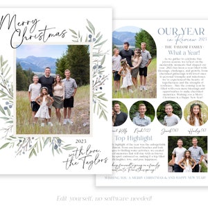 Floral Christmas Card Template: Editable Holiday Photo Card (Digital) image 2