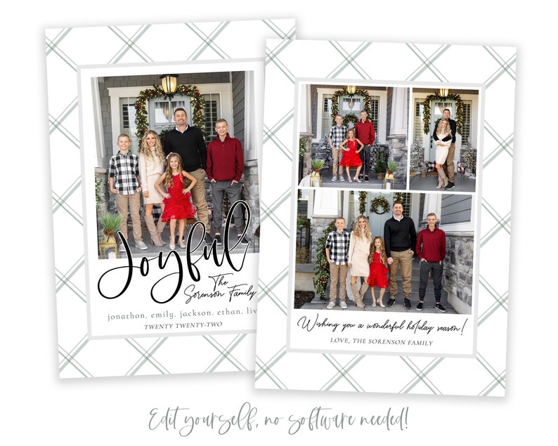 Christmas Card Template Christmas Cards Template Plaid Holiday Card Template Christmas Card Plaid Corjl image 3