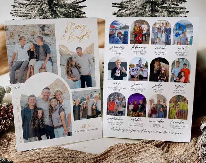 Year in Review Christmas Card Template Christmas Cards Holiday Card Template Custom Photo Modern Photo Card Holiday Template Year in Review
