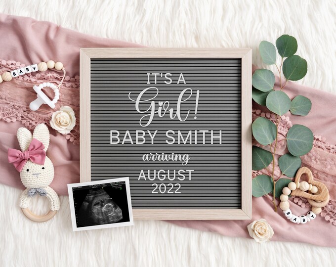 Digital Pregnancy Announcement | Floral Eucalyptus | Editable Letter Board Social Media | Digital Baby Reveal | Instagram Pregnancy | Corjl