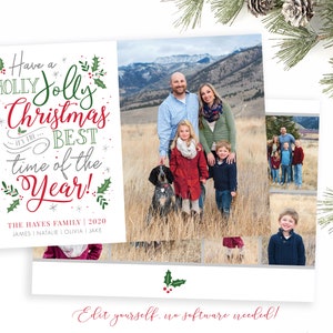Modèle de carte de Noël | Cartes de Noël | Carte de Noël photo | Carte de Noël modifiable | Modèle de carte de Noël 5x7 | Corjl