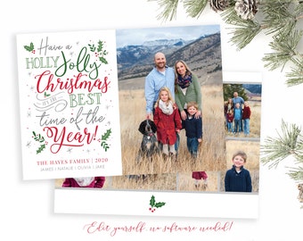 Christmas Card Template | Christmas Cards | Photo Christmas Card | Editable Christmas Card | Christmas Card Template 5x7 | Corjl