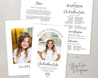 LDS Baptism Program Template | Modern Foldable Canva Design (Digital Download)