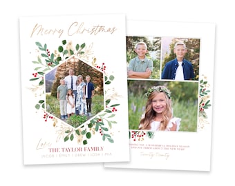 Floral Christmas Photo Card Template 5x7 (Photoshop)