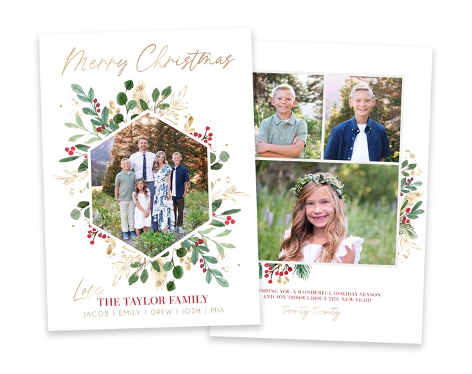 Christmas Card Template | Christmas Cards Template 5x7 | Photo Christmas Card | Editable Christmas Card | Holiday Card Templates | Photoshop