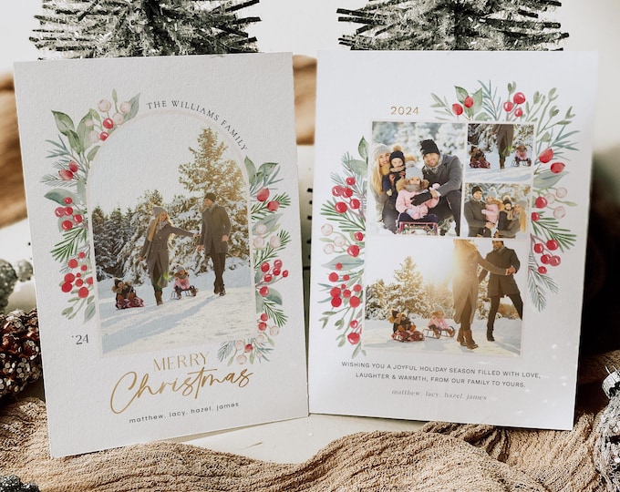 2024 Arch Christmas Card Template Christmas Cards Holiday Card Template Custom Photo Modern Photo Card Holiday Template Year in Review
