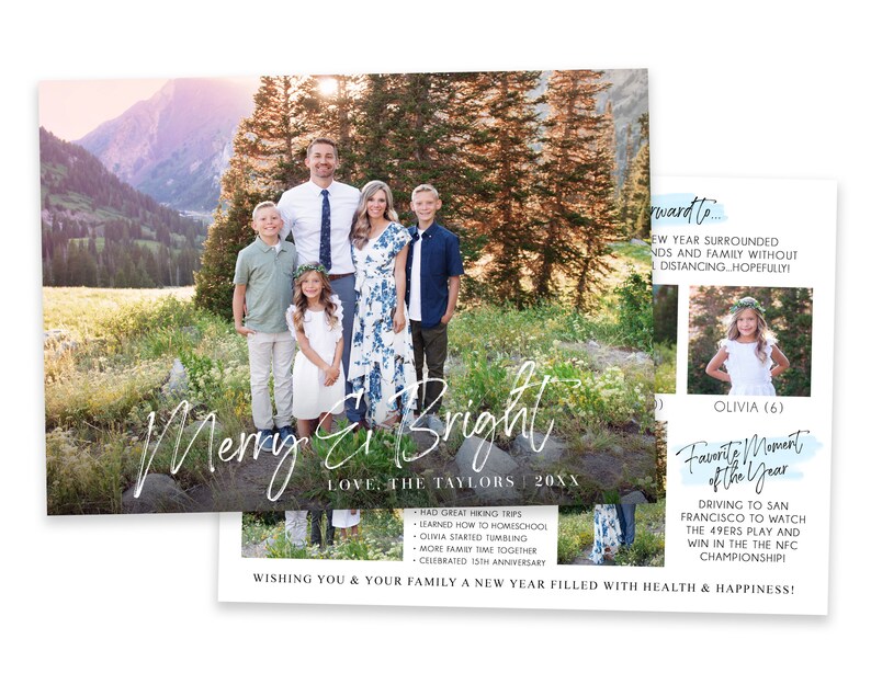 Plantilla para tarjeta navideña de resumen del año: foto familiar de 5x7 (Photoshop) imagen 1