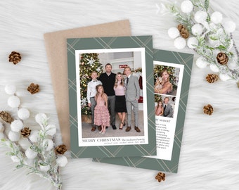 Plaid Christmas Photo Card Template: Editable Holiday Card (Digital)