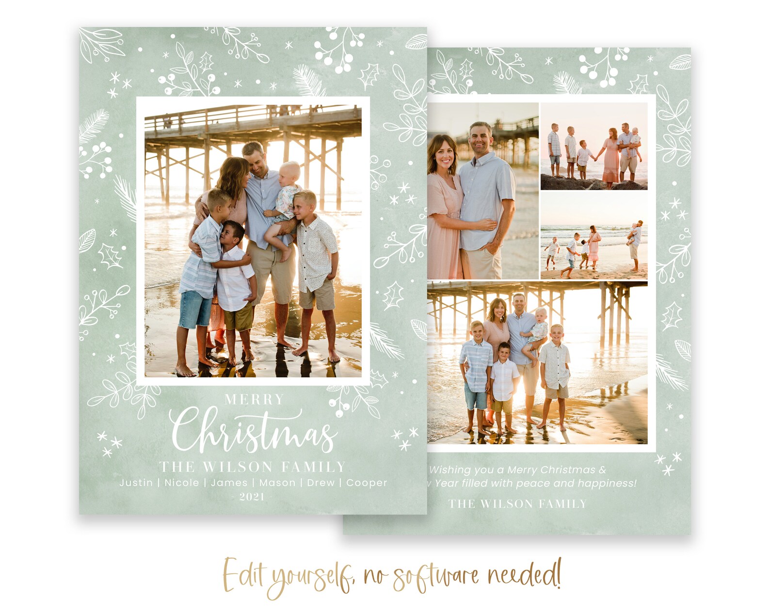 Christmas Card Template Christmas Cards Template 5x7 Photo Etsy