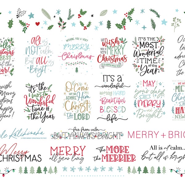 Christmas SVG Bundle - Christmas SVG - Christmas Overlays - Holiday Word Art - Christmas Word Art - Gold Overlays - Christmas Printable Art