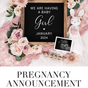 Baby Girl Digital Pregnancy Announcement, Baby Announcement, Gender Reveal, Digital Download, Customizable, Baby Girl, Corjl image 5