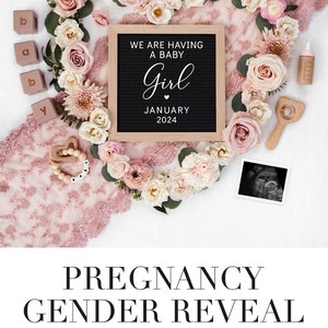 Girl Pregnancy Announcement: Floral Heart, Social Media Template (Digital Download) image 5