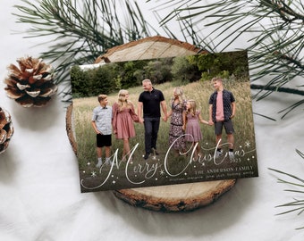 Bewerkbare foto kerstkaartsjabloon 5 x 7 (Photoshop)