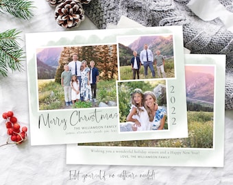 Merry Christmas Collage Card Template: Family Photo (Digital Download)