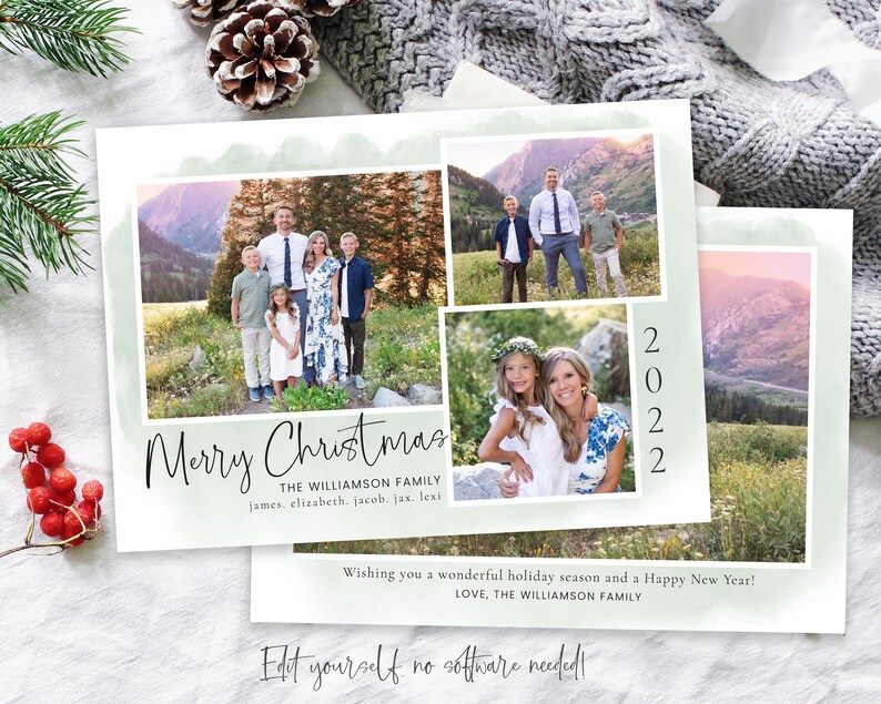 Modèle de carte collage joyeux Noël : photo de famille (téléchargement numérique) image 1