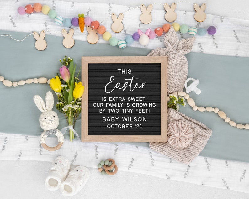 Easter Pregnancy Announcement: Bunny Editable Template (Digital) image 8