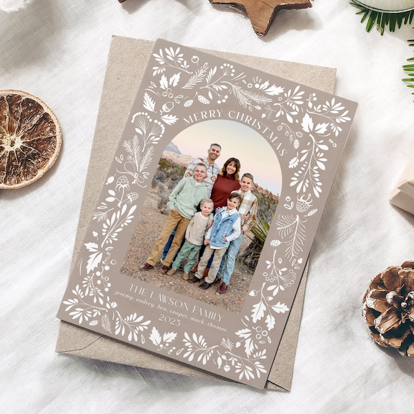 Neutral Christmas Card Template | Holiday Cards Template 5x7 | Christmas Card Template | Editable Holiday Card | Merry Christmas | Photoshop