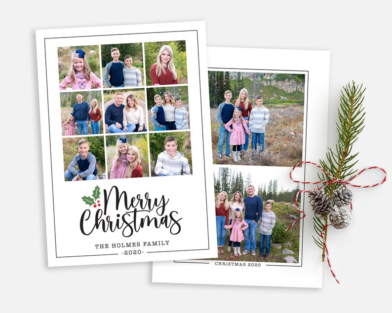 May include: A Christmas card featuring a collage of family photos with the text "Merry Christmas" and "The Holmes Family - 2020 -" at the bottom.