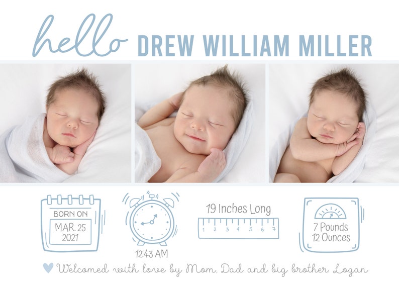 May include: A newborn baby boy named Drew William Miller, born on March 25, 2021, at 12:43 AM. He weighed 7 pounds and 12 ounces and was 19 inches long.