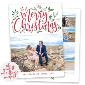 Sjabloon voor kerstkaarten | Vrolijke kerstkaarten | Foto kerstkaart | Bewerkbare kerstkaart | Kerstkaartsjabloon 5x7 | Corjl